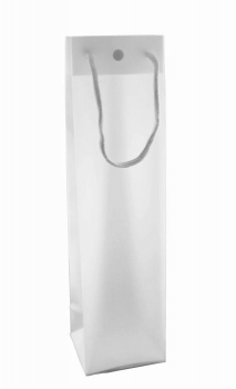 Flaschentasche 1er neutral milchig-transparent, H=38cm mit Druckknopf